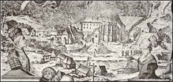 Původní křtinské kostely v 17. století - kliknutím zvětšíte