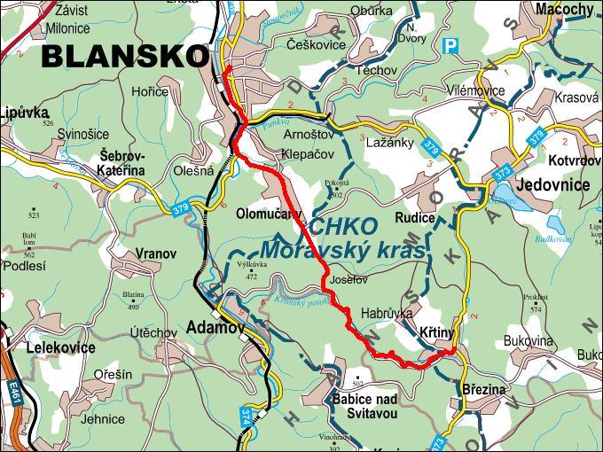 mapa Blansko - Ktiny